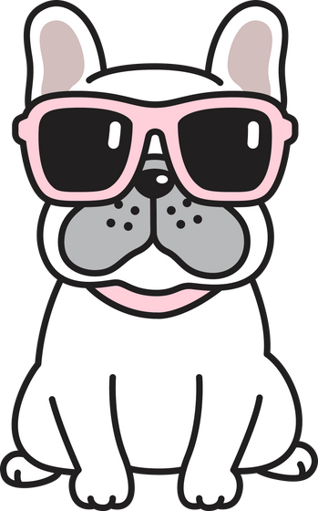 Dog French Bulldog Sunglasses Sitting Cartoon Character Icon Logo Pet Doodle Isolated